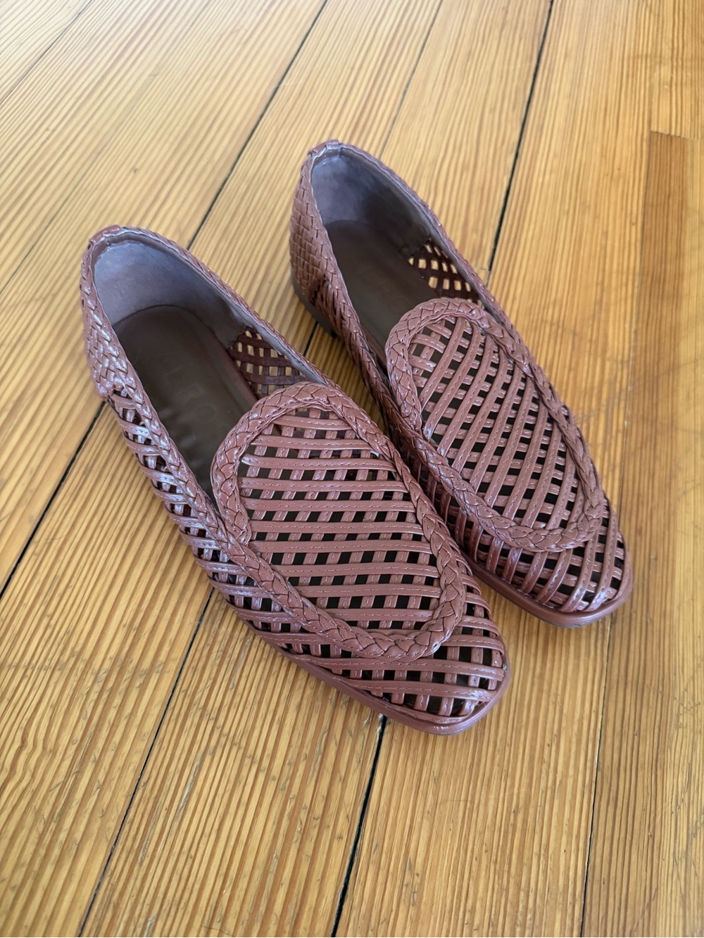 AEROSOLES Woven Leather Loafers - Brown